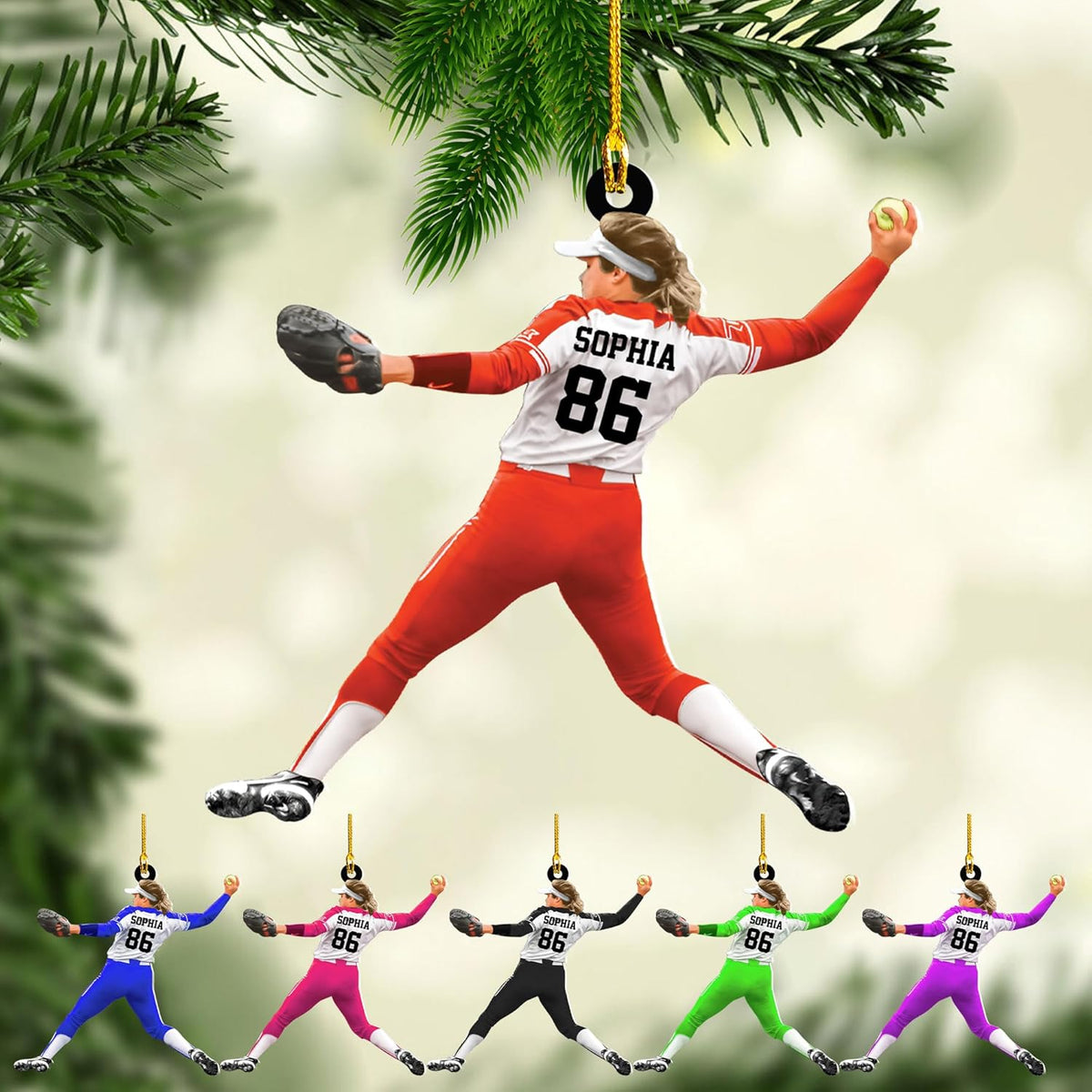 Parvii Personalized Softball Ornament Custom Softball Ornaments for Girl Coach Softball, Softball Gloves Ornament, Softball Ornament Softball Lover Softball Players Ornament (SB 8)