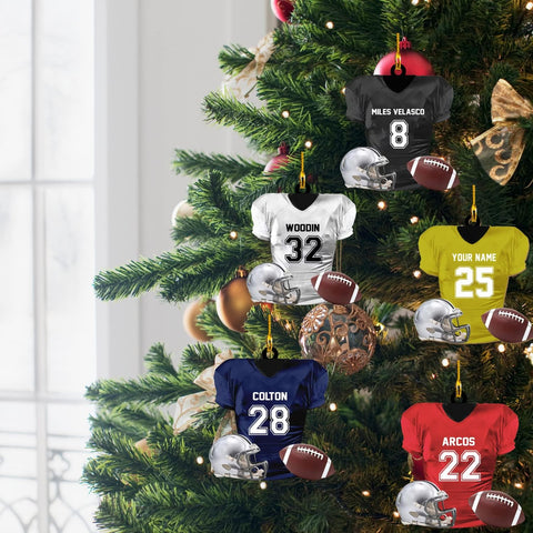 Personalized Name Football Ornaments 2024, Customized Football Christmas Ornaments Wood, Acrylic Ornament Christmas Tree Hanging Ornament Pine Tree Decorations for Kid Couple Friends Family