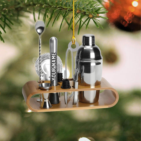 Podagree Personalized Bartender Ornament, Bartender Kit Bag Ornament, Bartender Ornaments, Custom Bartender Travel Bag Ornament, Gift for Friend Bartender, Gift for Bartender (BTD10)