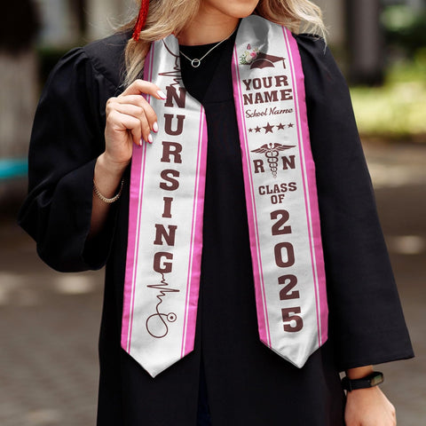 Pretyprints Custom Nurse Sash Graduation, RN Graduation Stole Gifts for Friends Nursing Student Senior Class Of 2025