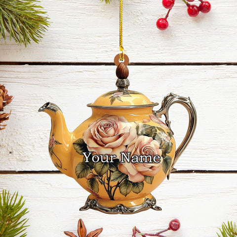 Personalized Cookware Silver Kettlea Ornament, Kitchen Aid Teapot Kettle Kitchen Stove Glass Xmas Decor, Cooking Tea Kettle Ornament (Acrylic, Style 4)