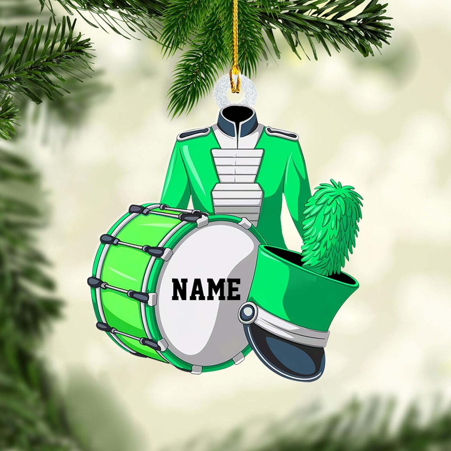 Podagree Personalized Drum Set Ornaments for Christmas, Customized Drummer Playing Drum Christmas Ornament, Custom Name Year Drummer Xmas Ornament, Instrument Ornaments, Drum Ornament Xmas (DRH3)