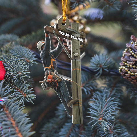 HomeDesign Personalized Lineman Ornament Custom Lineman Ornaments Line Man Christmas Ornaments Gifts for Lineman Ornament Lineman Christmas Hanging Ornament Lineman Gift Xmas Tree (Lm8)