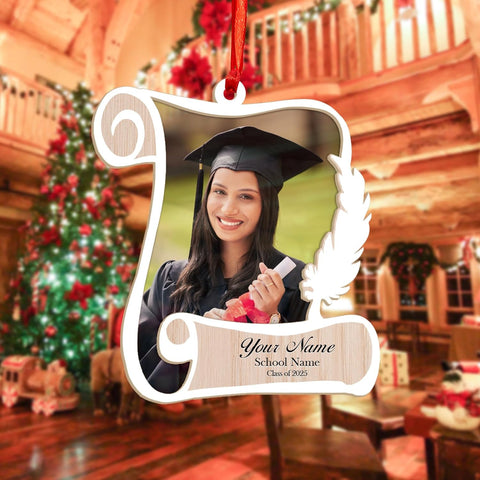 Ligthuy Personalized Graduation Ornament, Graduation Ornaments Class of 2024 2025, College Master Senior Year Christmas Ornament 2024 2025, Pine Hanging Decoration for Xmas (Graduation 3)