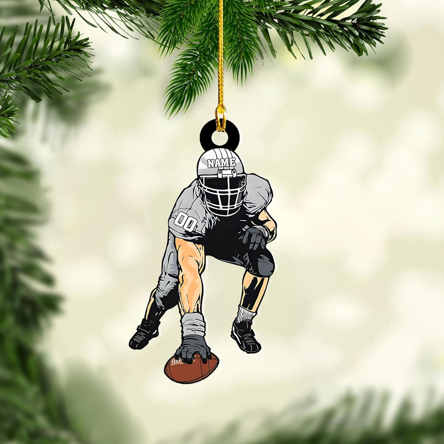 Artparel Personalized Football Ornament Customized Football Christmas Ornaments Football Ornament Christmas Hanging D��cor Gift for Football Fans Football Gifts Gift for Football Player (FB 19)