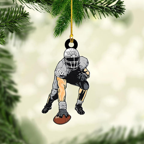 Artparel Personalized Football Ornament Customized Football Christmas Ornaments Football Ornament Christmas Hanging D��cor Gift for Football Fans Football Gifts Gift for Football Player (FB 19)