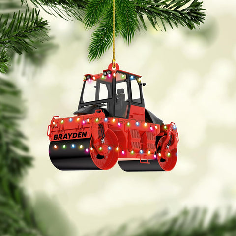 Personalized Road Roller Truck Ornament, Custom Rollers Truck Ornaments, Construction Christmas Ornaments Excavator Gift 2024, Heavy Equipment Ornaments, Road Roller Car Vehicle Worker Ornament (EN6)
