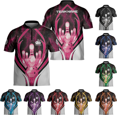 Homedesign Personalized Bowling Jersey Gift 3D Custom Bowling Shirts for Team Name Bowl Bowler Shirt Unisex Cool Men Women