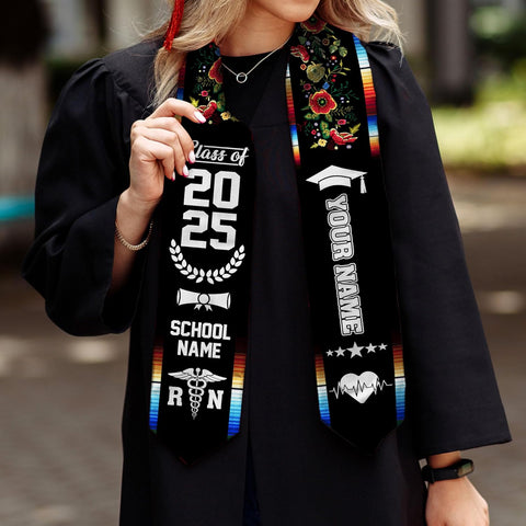 Pretyprints Custom Nurse Sash Graduation, RN Graduation Stole Gifts for Friends Nursing Student Senior Class Of 2025