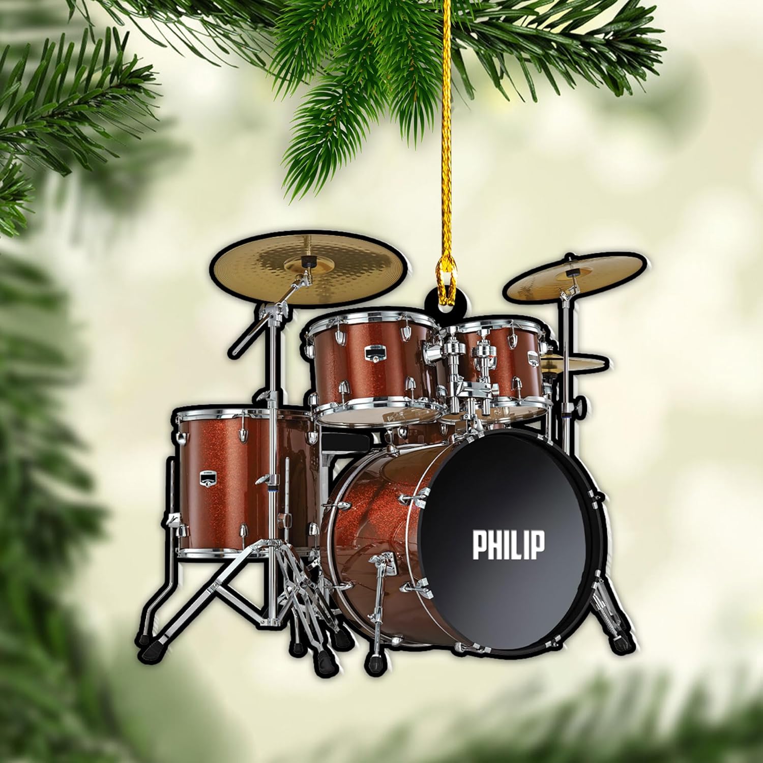 Parvii Personalized Drum Acrylic Ornament, Drum Christmas Ornament, Drums Ornament, Drum Ornaments for Christmas Tree, Gift for Drummer, Drum Players, Christmas Decorations Ornaments (Drum 1)