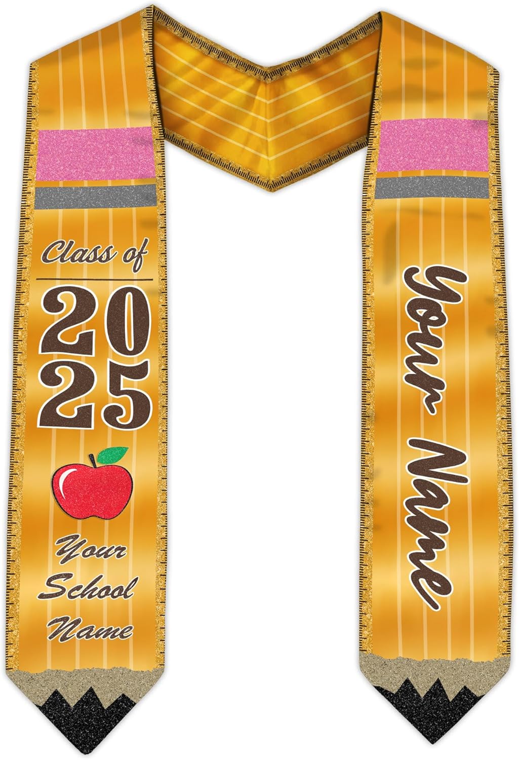 Pretyprints Personalized Class Of 2025 Teacher Graduation Stole Custom Teacher Pencil Graduation Sash Gift College Graduation