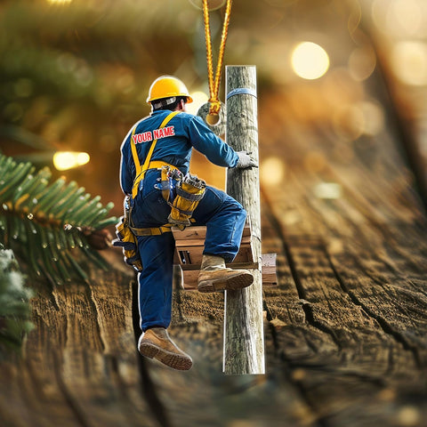 HomeDesign Personalized Lineman Ornament Custom Lineman Ornaments Line Man Christmas Ornaments Gifts for Lineman Ornament Lineman Christmas Hanging Ornament Lineman Gift Xmas Tree (Lm5)
