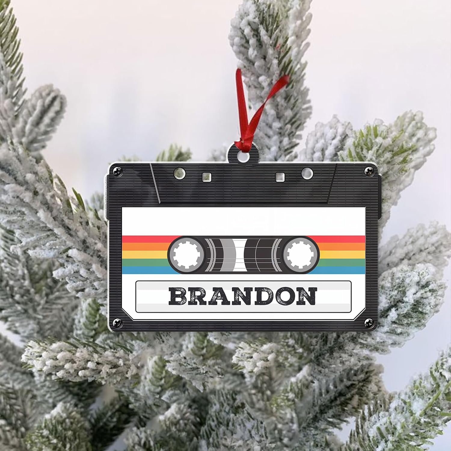 AOVL Custom Cassette Ornament Cassette Tape Unique Christmas Ornaments Cassette Case Christmas Ornament Cassette Tape Ornaments for Christmas Cassette Gift Xmas (CSS4)