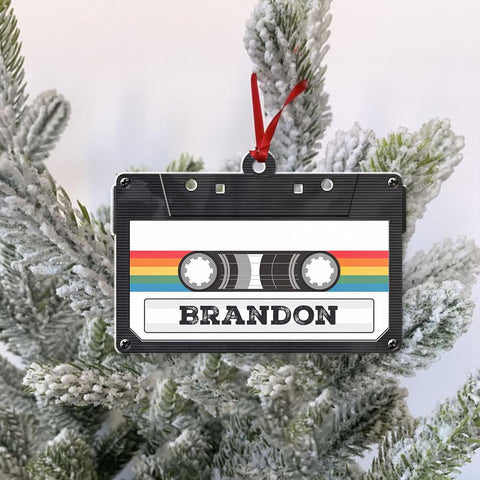 AOVL Custom Cassette Ornament Cassette Tape Unique Christmas Ornaments Cassette Case Christmas Ornament Cassette Tape Ornaments for Christmas Cassette Gift Xmas (CSS4)
