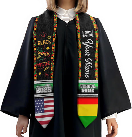 African American Graduation Sash, Graduation Stole Customize, African Graduation Sash, Graduation Stole Class of 2025