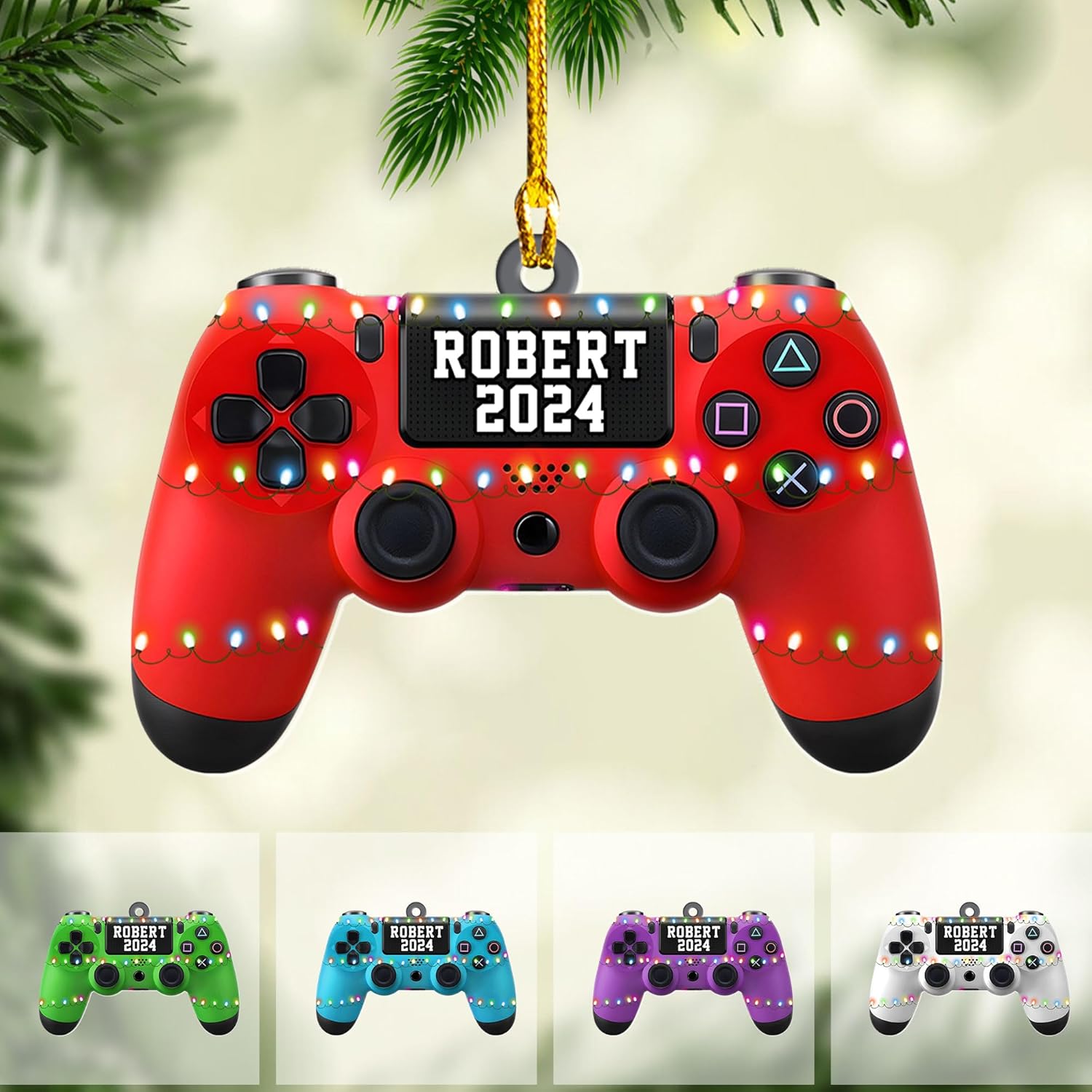 Artparel Personalized Gamer Ornament Custom Name Game Controller Ornament Shape Flat Computer Ornament for Gamer Gaming Ornament Gamer Christmas Ornament (GC2)