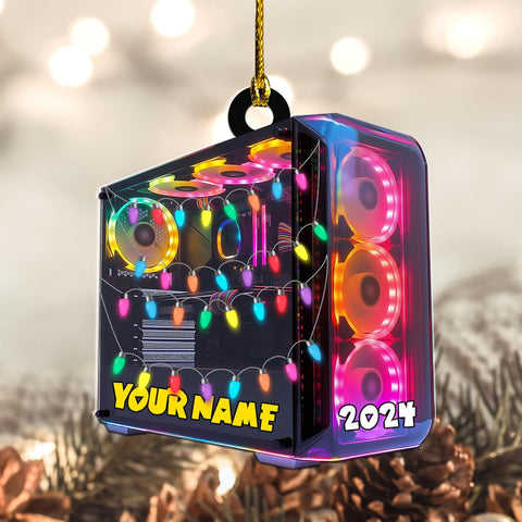 Podagree Personalized Name PC Computer Ornament Christmas, Shape Flat Christmas Ornament for Gamer, Gaming Gamer Christmas Ornament Gift for Boys, PC Game Player Decoration with Custom Name (CP7)