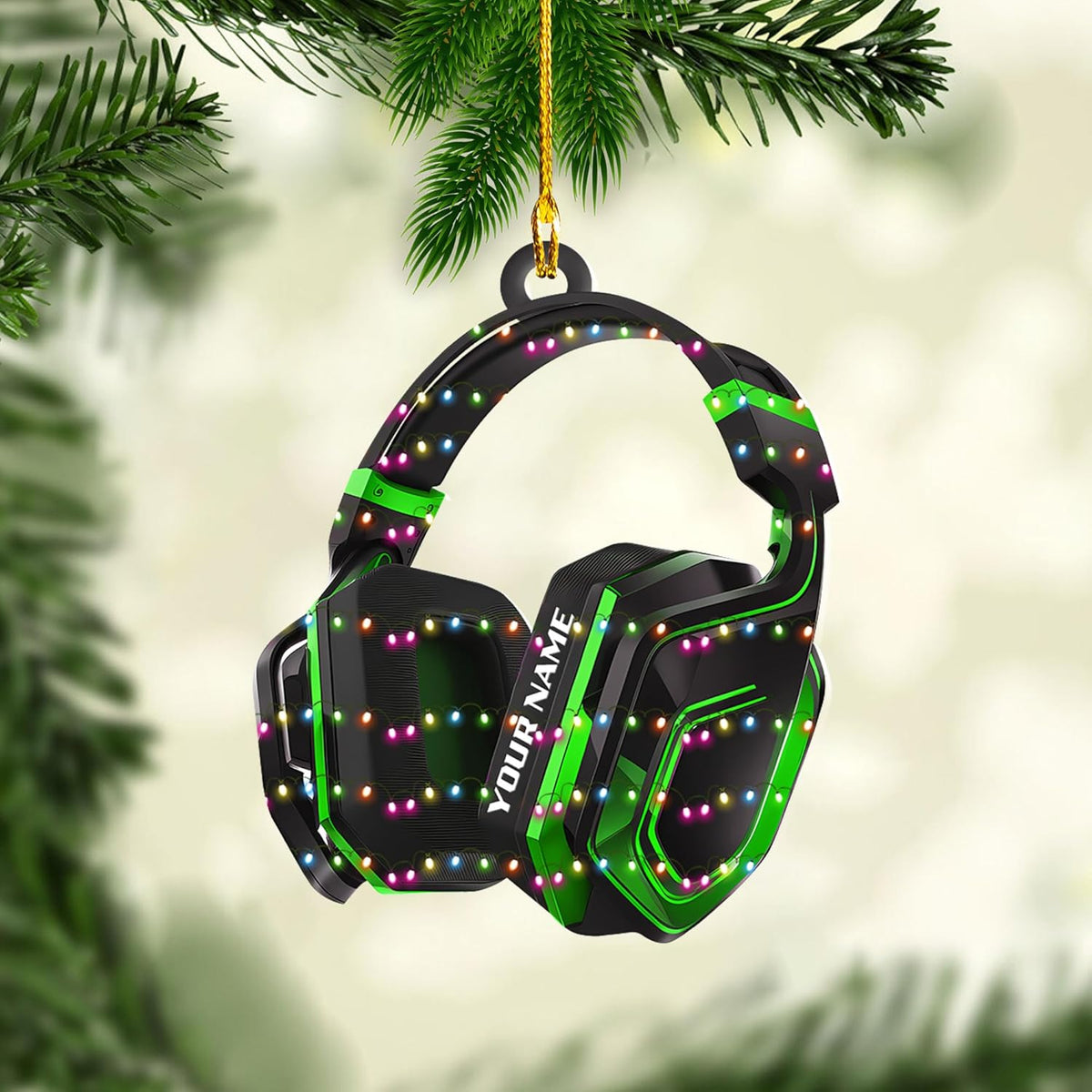 AOVL Custom Gaming Head Phones Ornaments 2024 Gaming Head Phones Light Christmas Ornament Gaming Headphone Flat Christmas Ornament Headphone Ornament Headphone Ornament Gift Xmas (HP16)