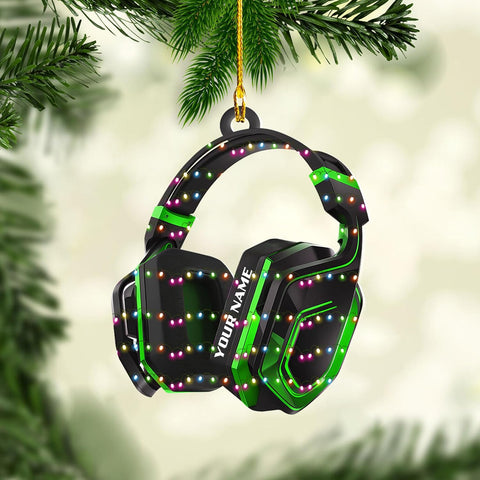 AOVL Custom Gaming Head Phones Ornaments 2024 Gaming Head Phones Light Christmas Ornament Gaming Headphone Flat Christmas Ornament Headphone Ornament Headphone Ornament Gift Xmas (HP16)