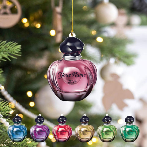 Mostefy Personalized Perfume Bottle Ornament 2024, Perfume Bottle Christmas Ornament, Perfume Ornament Gift, Perfume Ornament Decor, Perfume Lovers Pine Hanging Decor (Style 2)
