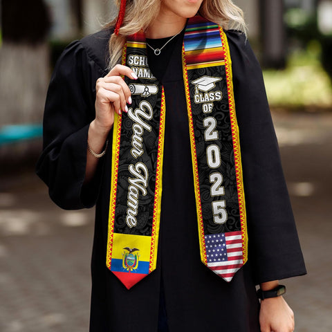Pretyprints Ecuador Graduation Stole, Ecuadorians American Flag Graduation Sash 2025, Ecuadorians Graduation Sash