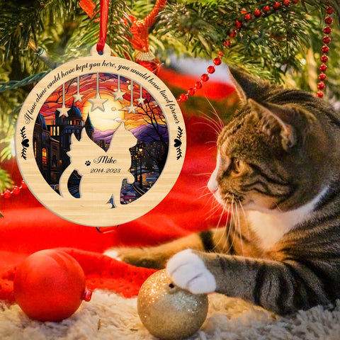 MAPrints Personalized Cat Suncatcher Ornaments For Christmas Tree, Custom Cat Christmas Ornament 2024, Gift For Christmas Cat Lovers Cat Memorial Ornament, Cat Hanging Ornament Cat On The Moon (CAT 9)