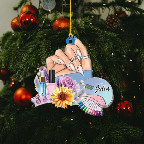 Personalized Nail Ornament,Nail Technician Ornament, Nail Technician, Gift for Her, Makeup Ornaments Makeup Christmas Ornament, Nail tech Gifts, Nail Technician Gifts (Style 7)