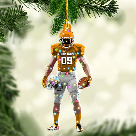 Artparel Personalized Football Ornament Customized Football Christmas Ornaments Football Ornament Christmas Hanging D��cor Gift for Football Fans Football Gifts Gift for Football Player (FB 6)