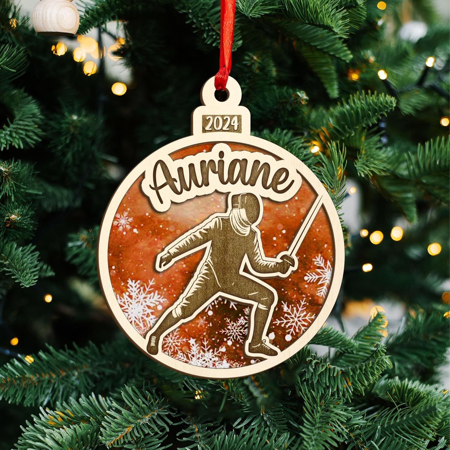 MAPrints Personalized Fencing Christmas Ornament, Fencing Lovers Ornament, Fencing Acrylic Ornament, Christmas Fencer Decor, Fencing Player Ornament Xmas Keepsakes 2024, Great Gift for Fencer (FC 5)