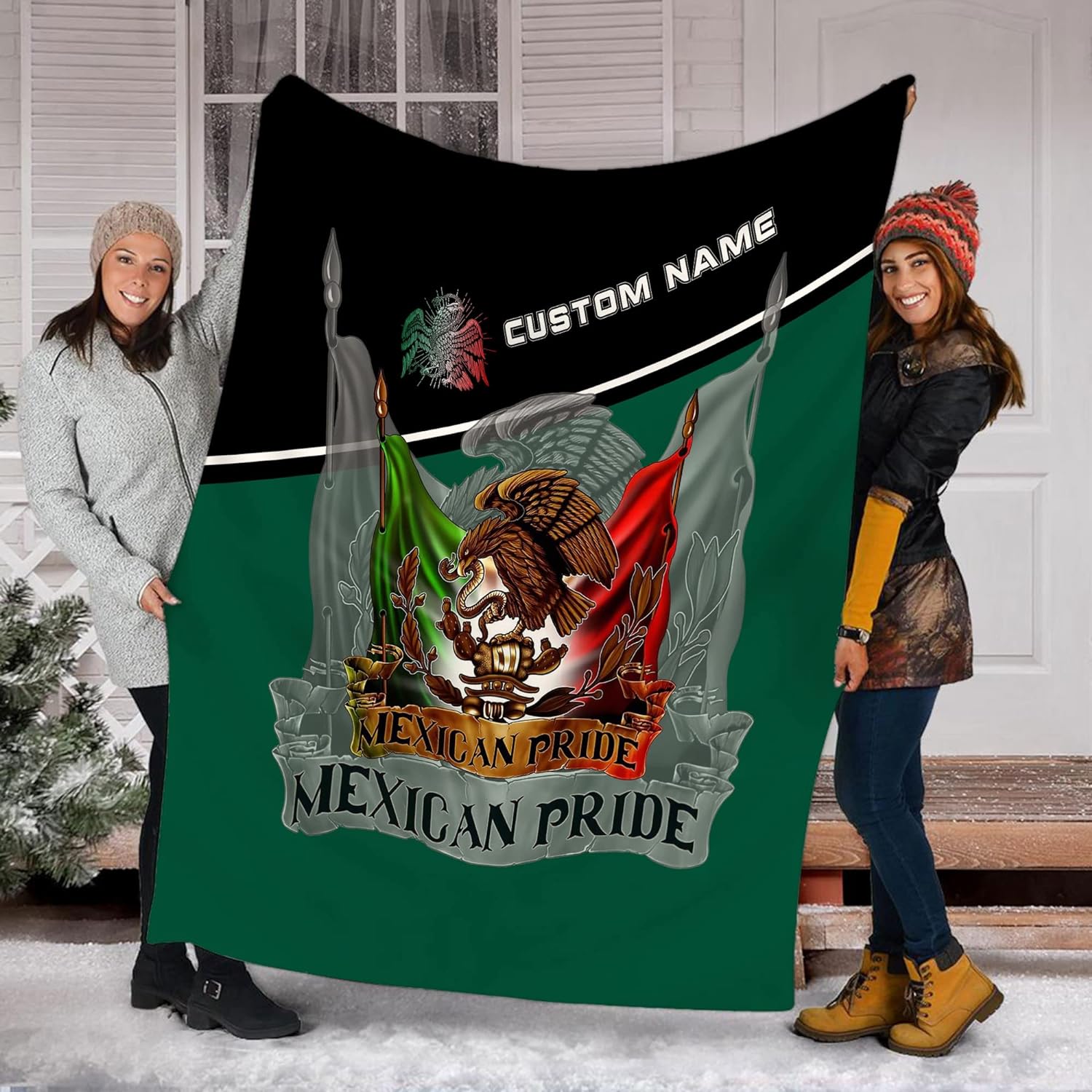 Personalized Name Mexico Blanket for Men and Women, Customized Mexico Blankets, Mexico Flag Mexican Flag Blanket Funny Gift Fuzzy Plush Soft Micro Fleece Sherpa Blanket Bed Throw (BLMX08)