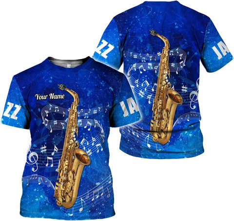Mostprints Personalized Name Saxaphone Shirt 3D, Saxophone Shirt Gift, Saxophone Gifts Shirt for Men and Women S-5XL
