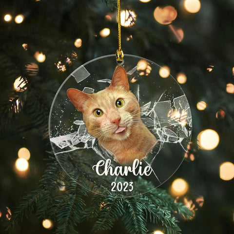 MAPrints Personalized Cat Christmas Ornaments, Cat First Christmas Wood Ornaments, Gifts for Cat Lovers, Cat Memorial Ornament, Forever Loved Cat Keepsake, Cat Loss Gifts (CAT 23)