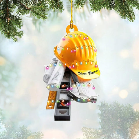 Personalized Construction Ornaments for Christmas Tree 2024, Construction Tree Ornaments Construction Ornament, Construction Tool Box Hard Hat Heavy Equipment Xmas Gift for Blue Collar Workers (W6)
