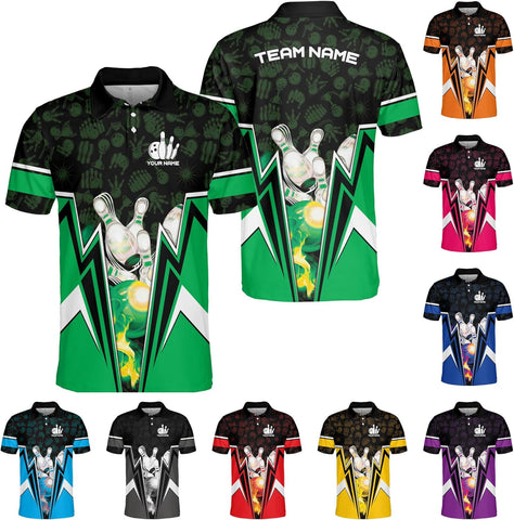 Custom Bowling Polo Shirt Personalized 3D Team Name Bowling Shirts for Men Women Jersey Unisex Bowler Short Sleeve Gift Tee