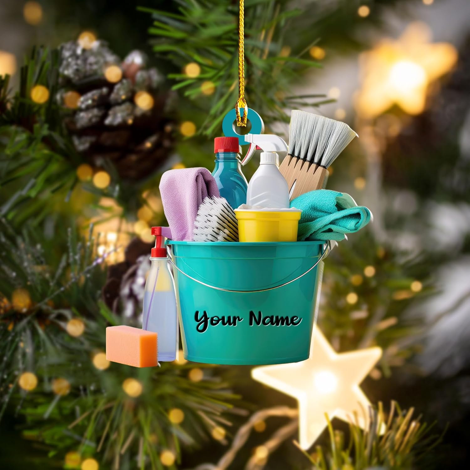 Intenprints Personalized Housekeeping Christmas Ornament, Housekeeping Keepsake, Janitor Cleaning Lady Ornament,Cleaning Service Christmas Ornament, Housekeeper Ornament (Style 1)