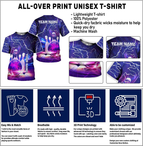 Rivelus Personalized Name Bowling Shirts for Men and Women 3D, Bowling Shirts for Team Bowling, Bowling Shirts Gift