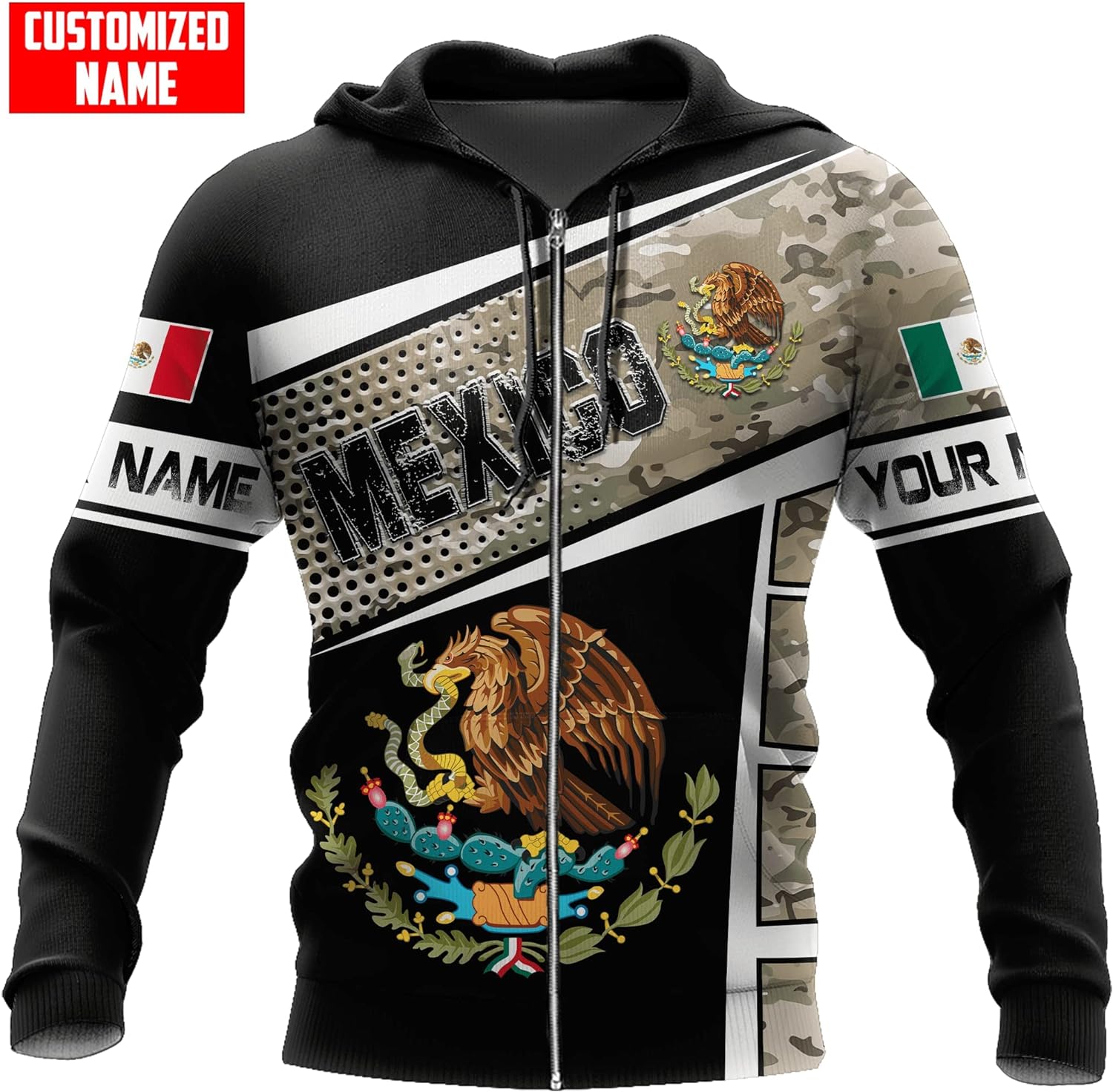 Personalized Name Mexican Hoodie 3D, Customized Mexican Hoodies for Men, Unisex Mexico Hoodie, Mexico Hoodies for Men, Women