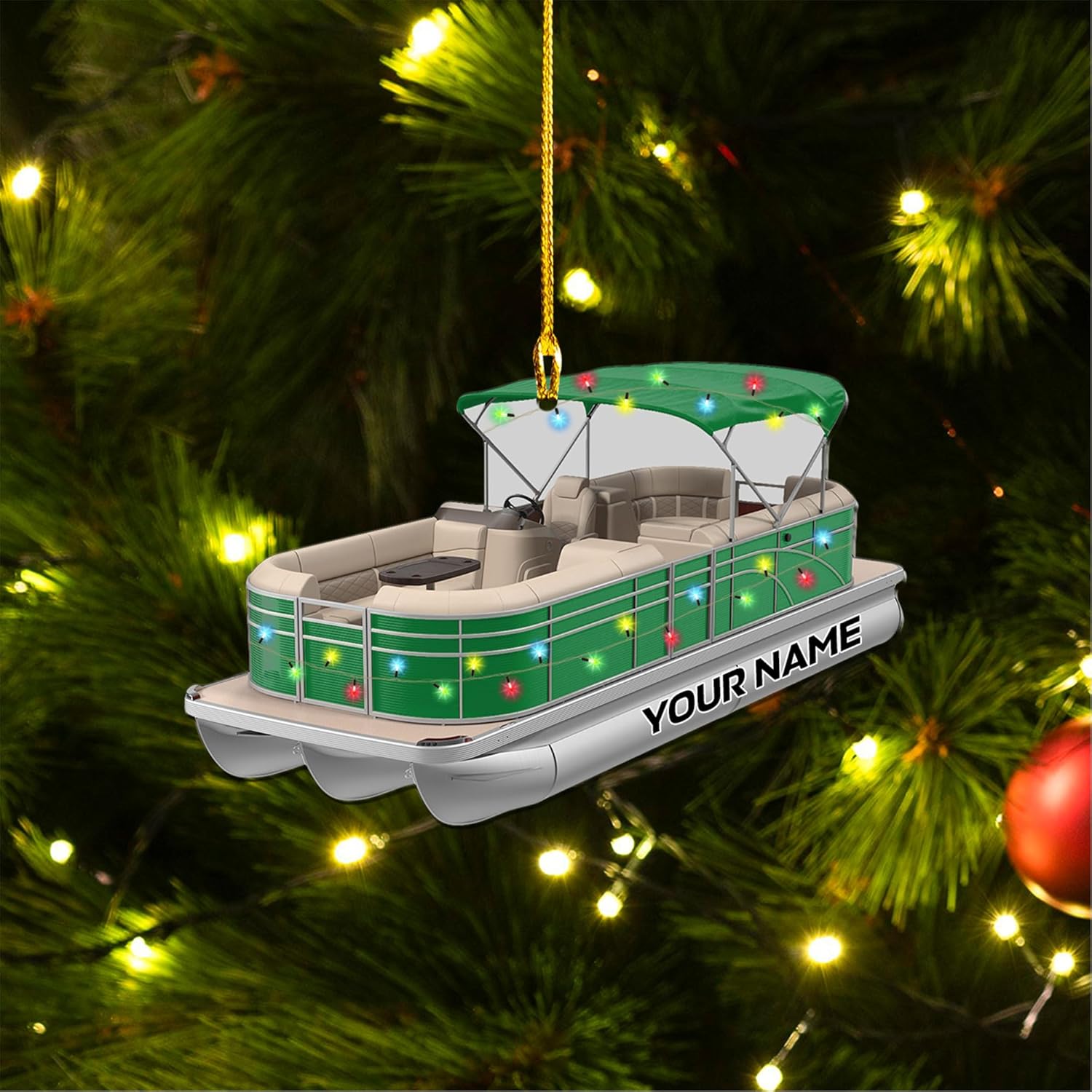 Personalized Pontoon Boat Christmas Ornament, Pontoon Car Ornament, Gift for Bowriders, Wake Boats,Pontoon Lover Gift (Pontoon 24)