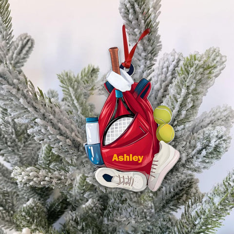 Personalized Tennis Ornament, Customized Tennis Player Christmas Acrylic Flat Ornament, Gifts for Tennis Lovers, Tennis Player, Tennis Christmas Ornament, Christmas Tree Decor (Style 14)