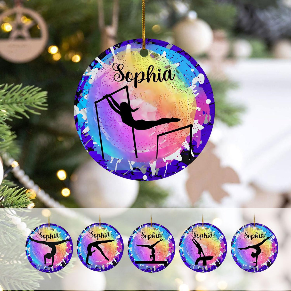 Parvii Personalized Gymnastics Ornaments for Christmas Tree, Gymnastics Christmas Ornament, Gymnastics Ornament for Baby Girl, Gymnastics Christmas Ornament Tree Hanging Ornament (G7)