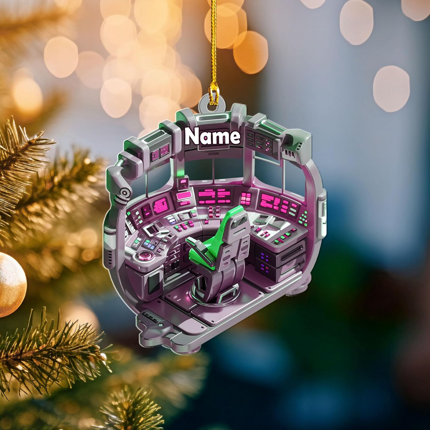 Personalized Space Rocket Ship Christmas Ornament, Space Gifts, Rocket Ornament, Planet Ornament, Spaceship Ornament, Custom Space Gift (Acrylic, Style 11)