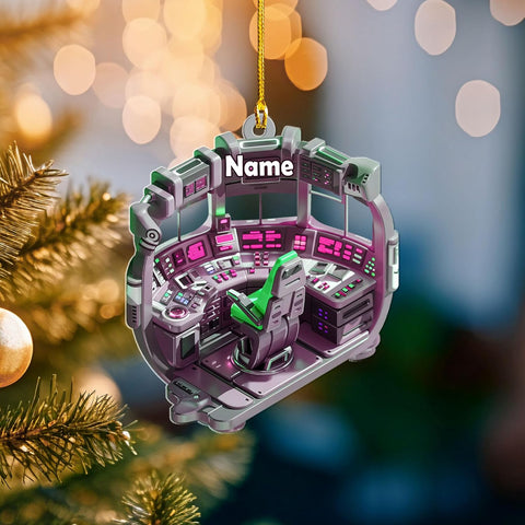 Personalized Space Rocket Ship Christmas Ornament, Space Gifts, Rocket Ornament, Planet Ornament, Spaceship Ornament, Custom Space Gift (Acrylic, Style 11)