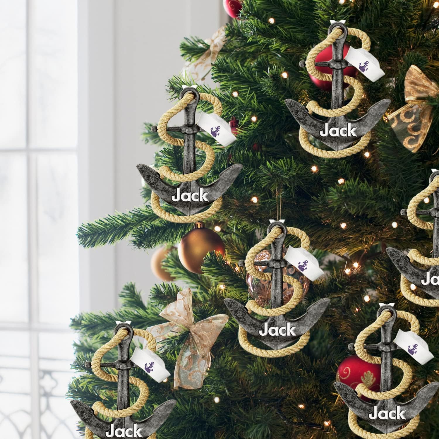 MoonArt Personalized Sailor US Navy Uniform Personalized Flat Acrylic Ornament Sailboat Wood Christmas Ornament - Personalized Sailing Ornament Sailboat Ornament Anchor Sail Boat Gift Sailor (SL11)