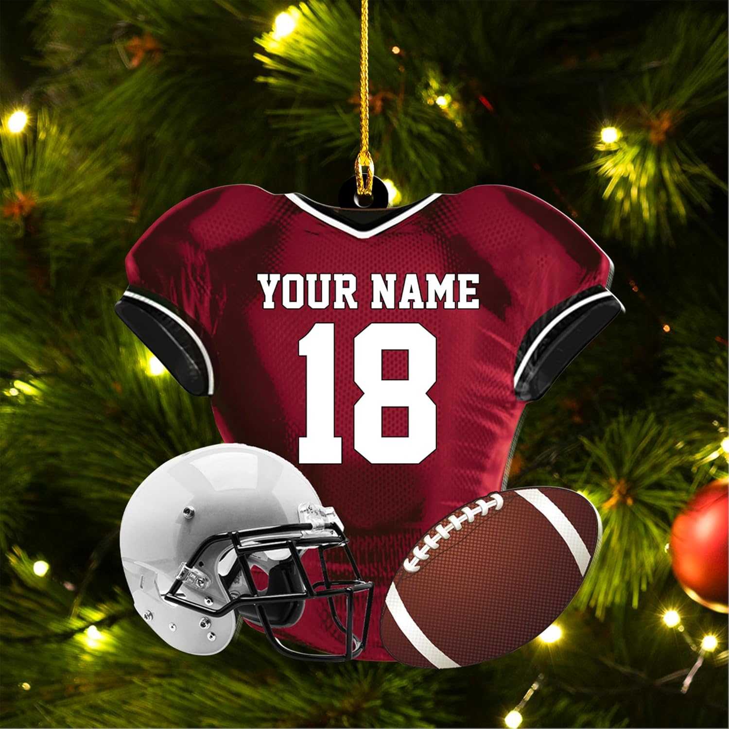 Artparel Personalized Football Ornament Customized Football Christmas Ornaments Football Ornament Christmas Hanging D��cor Gift for Football Fans Football Gifts Gift for Football Player (FB 9)
