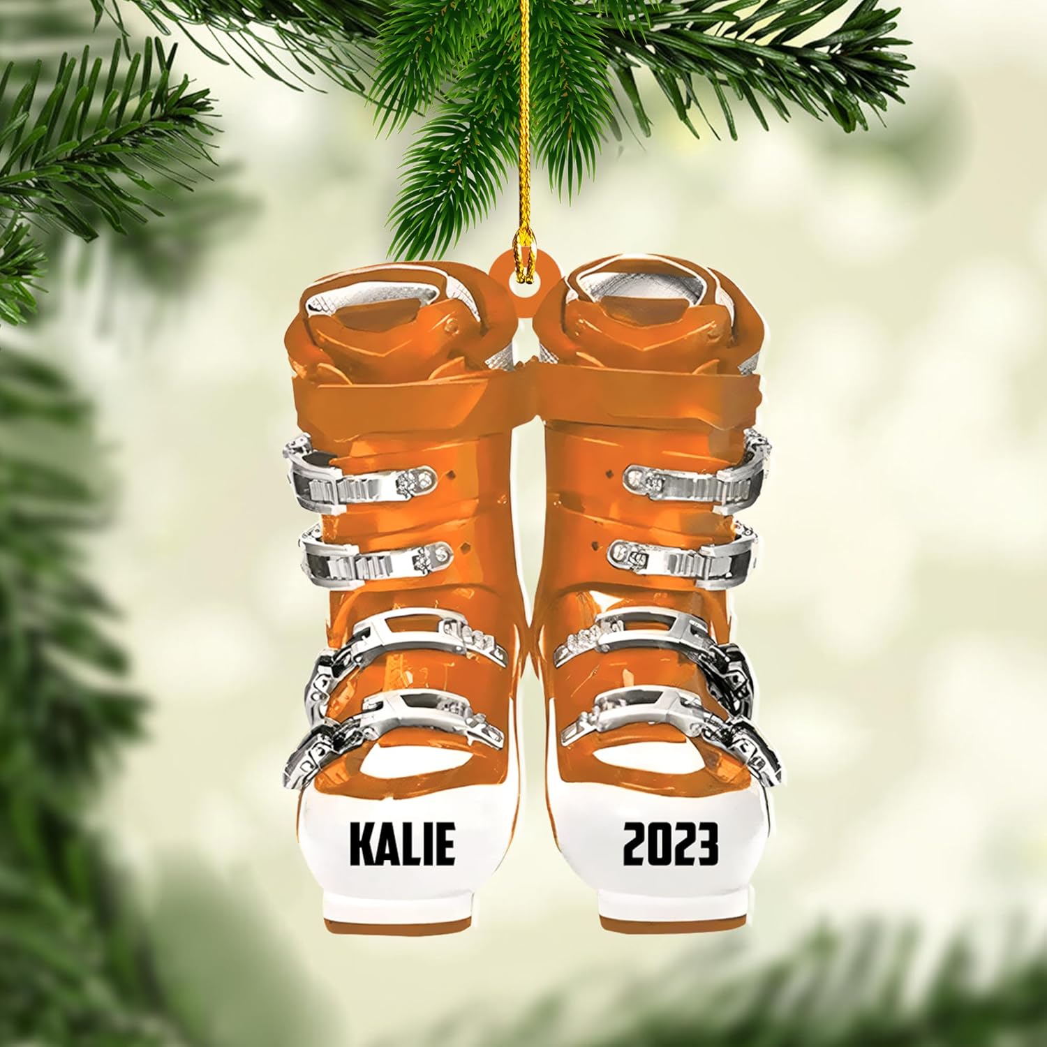 AOVL Custom Ski Ornament Skiing Christmas Ornaments Ski Christmas Tree Ornaments Ski Christmas Ornament Skier Ornaments for Christmas Tree 2024 Skiing Ornament (OSK1)