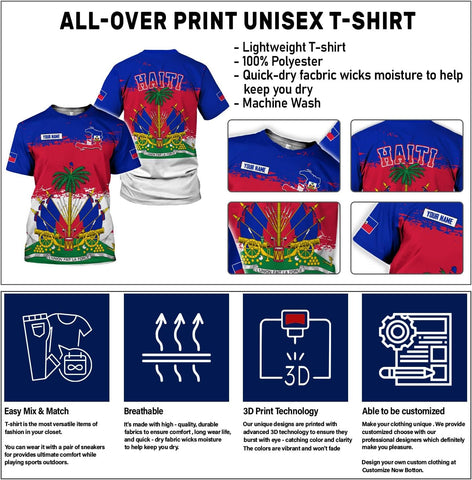 Ligthuy Personalized Haiti Shirt 3D, Haitians Flag Pride Shirt, Haiti Shirts for Men & Women, Haitian Pride Tshirt 1