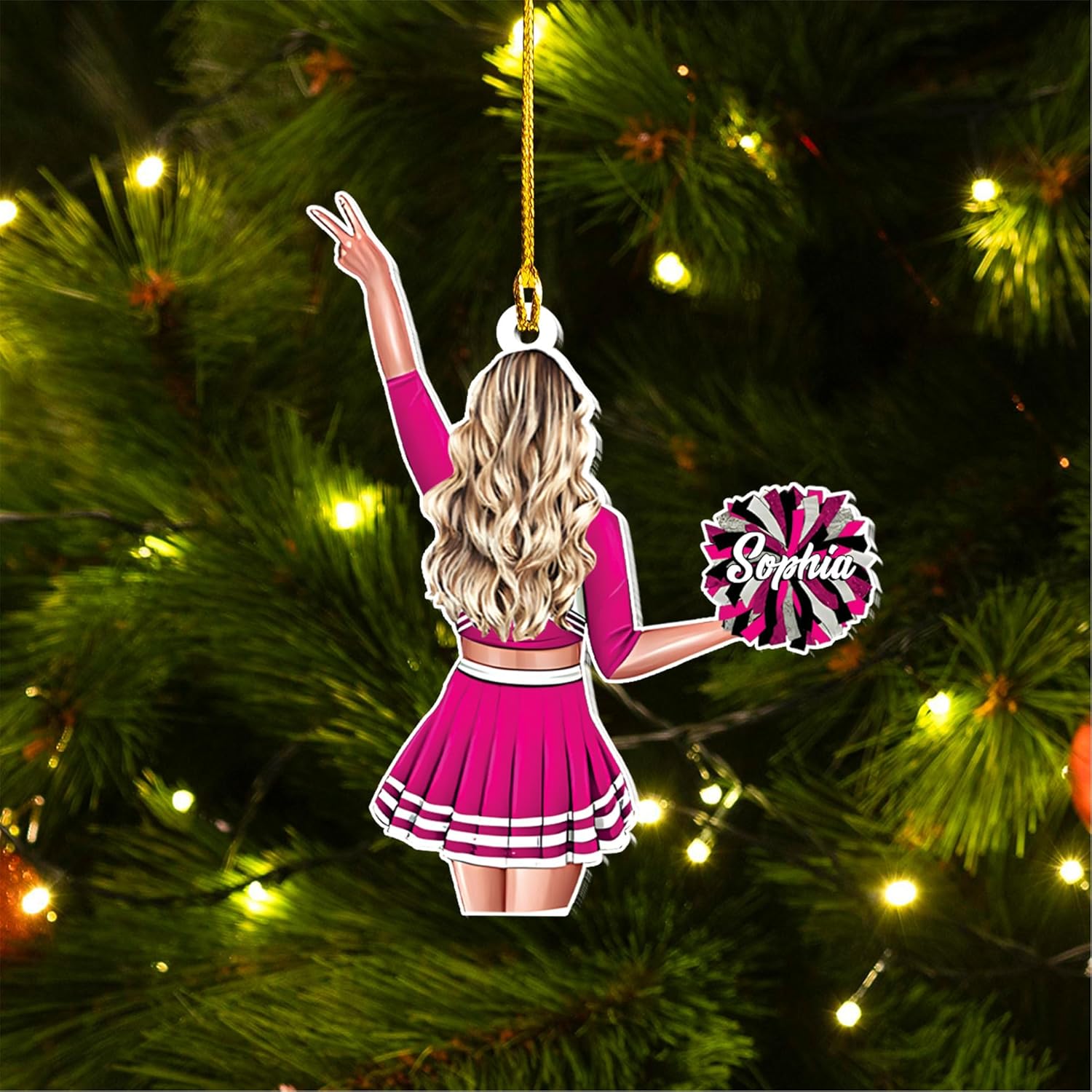 RoyalBro Personalized Cheerleader Christmas Ornament 2023, Cheer Girl Dancer with Pompom, Cheerleading Lovers Ornaments Cheerleading Ornament Gift Cheer Cheerleader Ornaments Xmas (C16)
