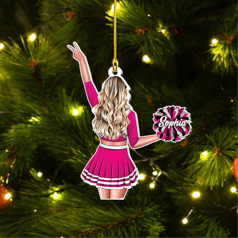 RoyalBro Personalized Cheerleader Christmas Ornament 2023, Cheer Girl Dancer with Pompom, Cheerleading Lovers Ornaments Cheerleading Ornament Gift Cheer Cheerleader Ornaments Xmas (C16)