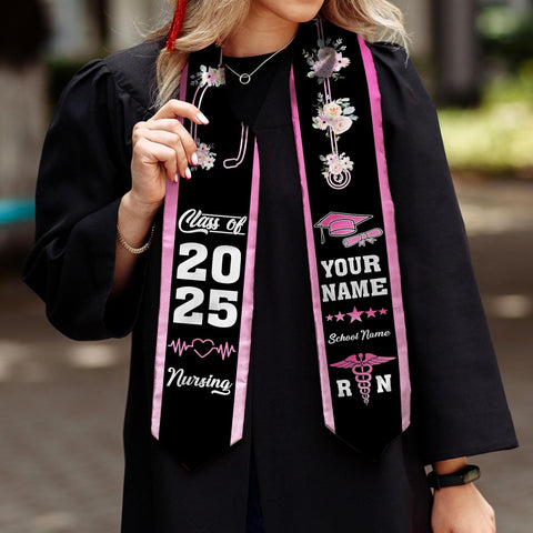 Pretyprints Custom Nurse Sash Graduation, RN Graduation Stole Gifts for Friends Nursing Student Senior Class Of 2025