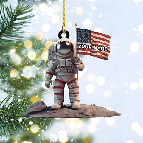 Personalized Astronaut Christmas Ornament Custom Name Rocket Spaceship Ornament for Christmas Tree Xmas Home Decoration Gifts for Boys Children Space (Acrylic, Style 4)
